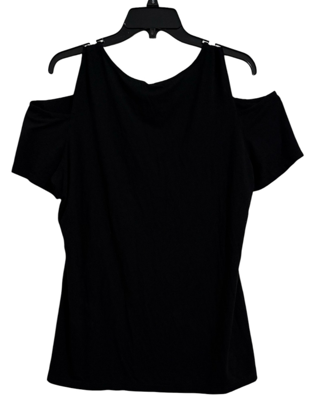 Rayon/Spandex Black Cold-Shoulder Top